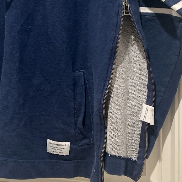 SPMK Space Monkeys Blue Stripped Long Sleeve Hoodie High Neck Sweatshirt Men’s L - Picture 9 of 10